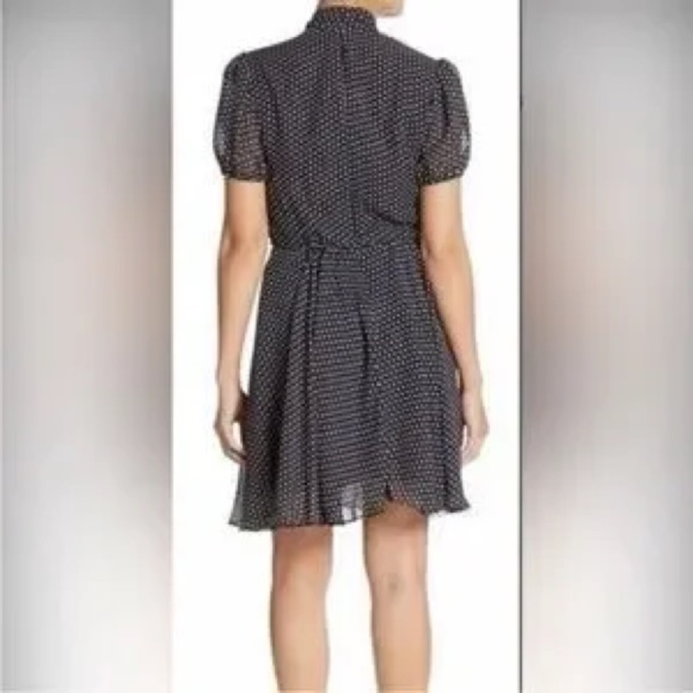Betsey Johnson Black Polka Dot Tie-Neck Mini Dress Size 10 - Picture 2 of 15